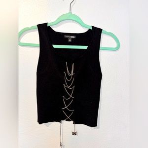 Fashion nova Butterfly black Chain Crop Top. Size small